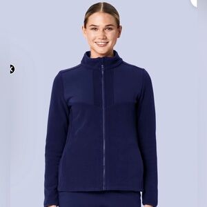 Mandala Women's Navy Fleece scrub Jacket L